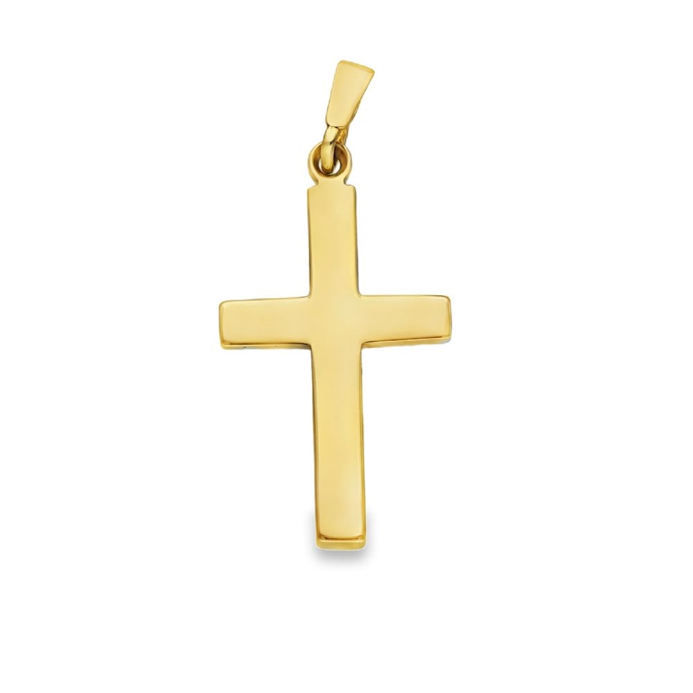 9ct Yellow Gold Block Cross Pendant - 33x18x3mm - 5.5g