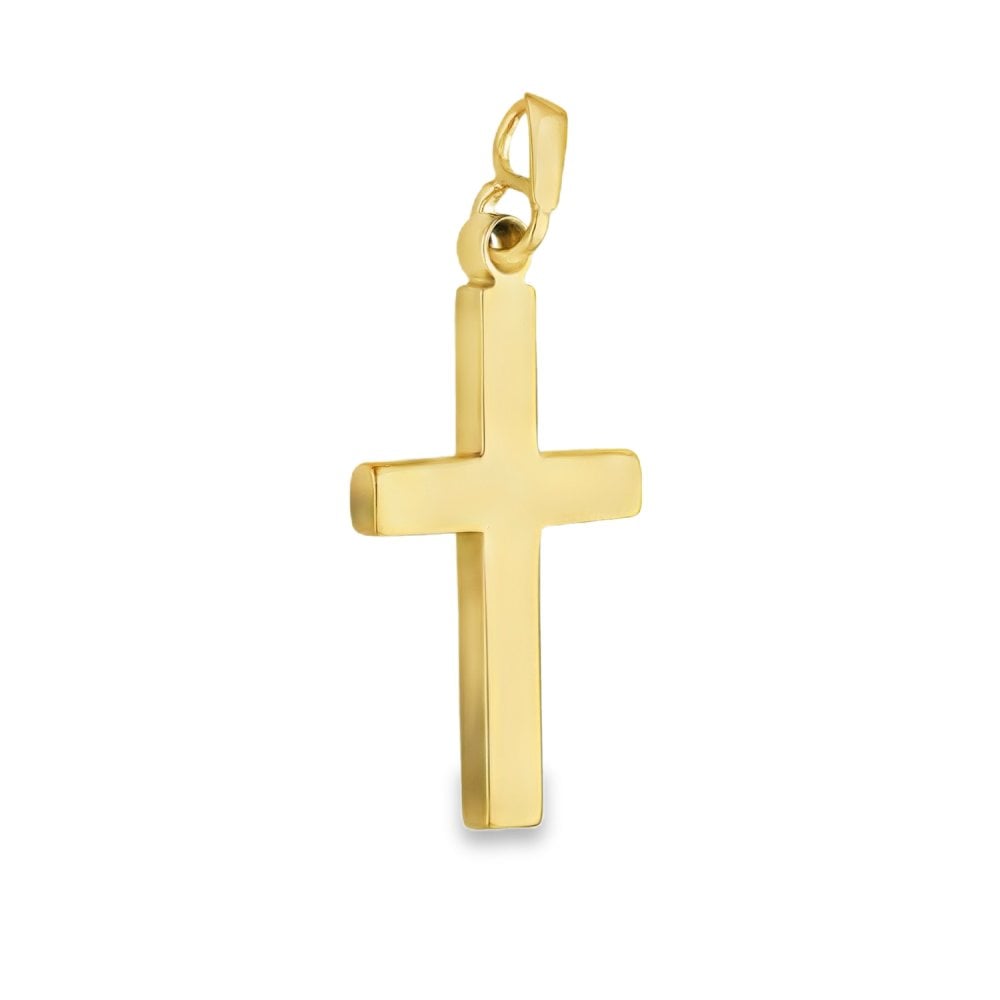 9ct Yellow Gold Block Cross Pendant - 33x18x3mm - 5.5g