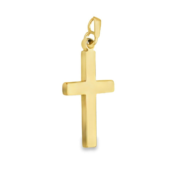 9ct Yellow Gold Block Cross Pendant - 33x18x3mm - 5.5g