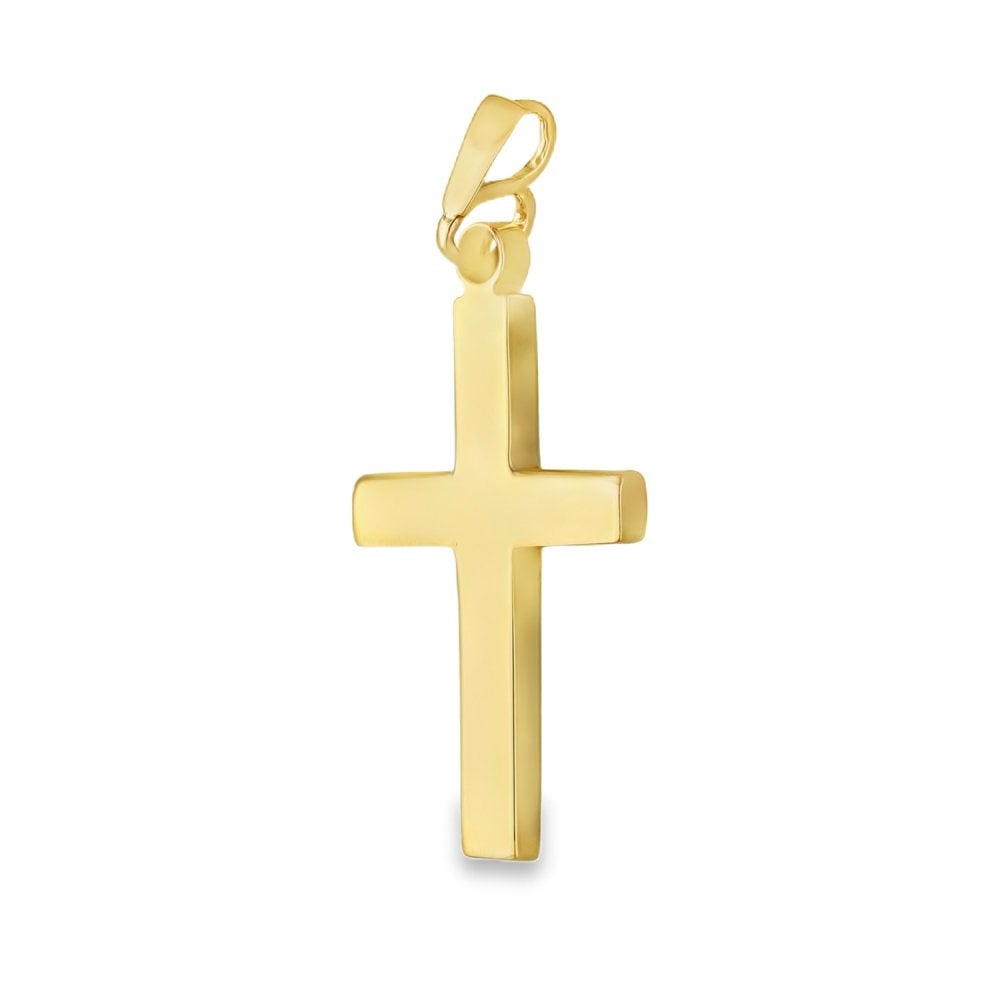 9ct Yellow Gold Block Cross Pendant - 33x18x3mm - 5.5g