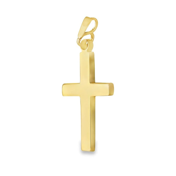 9ct Yellow Gold Block Cross Pendant - 33x18x3mm - 5.5g
