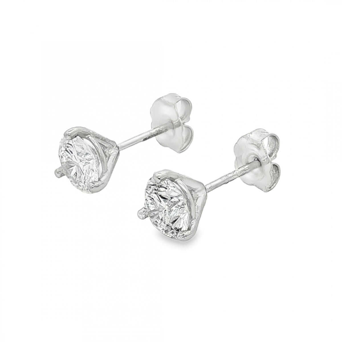 18ct White Gold Diamond Stud Earrings - 6x6mm - 1.50ct