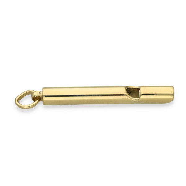 9ct Yellow Gold Whistle Pendant - 5x42x5mm - 4.4g
