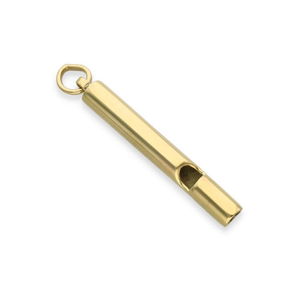 9ct Yellow Gold Whistle Pendant - 5x42x5mm - 4.4g