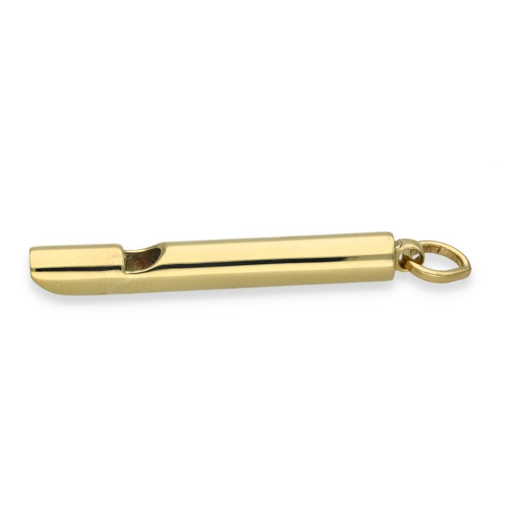 9ct Yellow Gold Whistle Pendant - 5x42x5mm - 4.4g