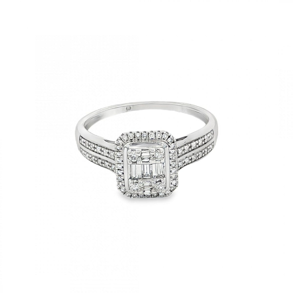 9ct White Gold Diamond Cluster Ring - Size K½ - 0.50ct
