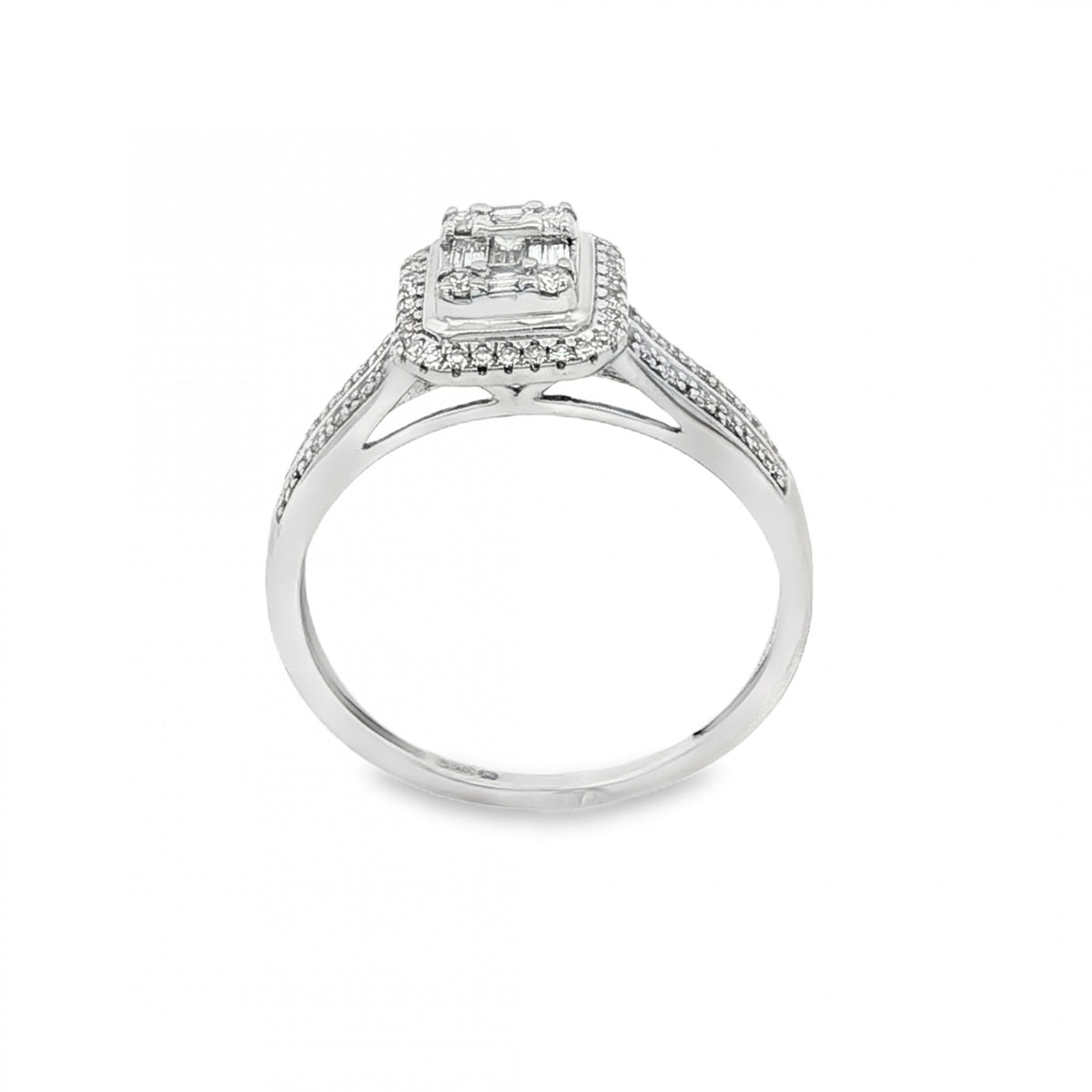 9ct White Gold Diamond Cluster Ring - Size K½ - 0.50ct