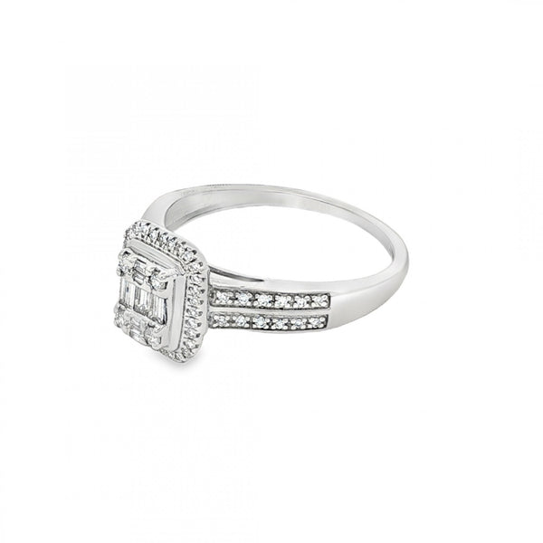 9ct White Gold Diamond Cluster Ring - Size K½ - 0.50ct
