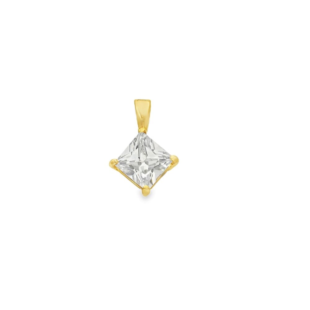 9ct Yellow Gold Princess Cubic Zirconia Pendant -10x14x5mm -0.8g
