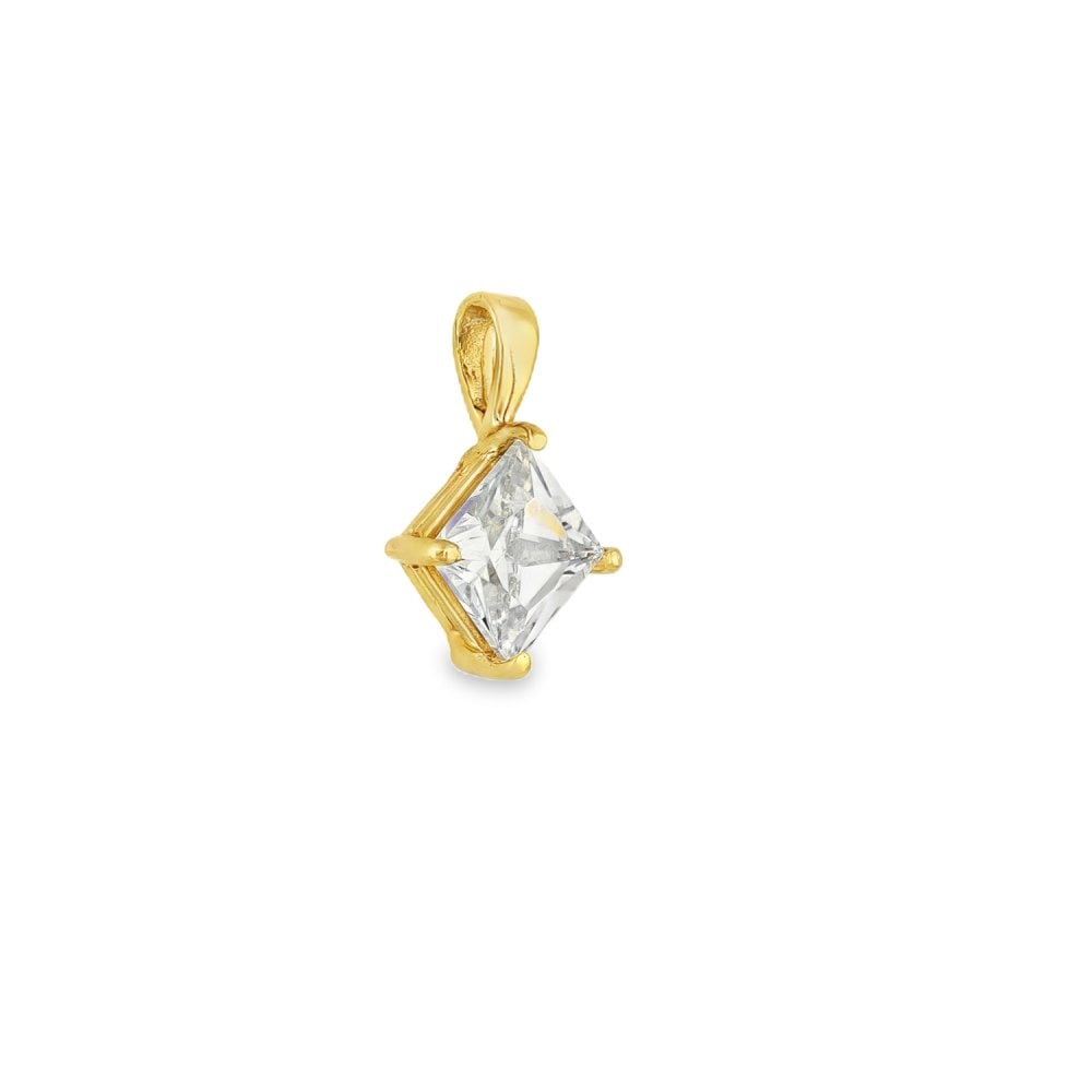 9ct Yellow Gold Princess Cubic Zirconia Pendant -10x14x5mm -0.8g