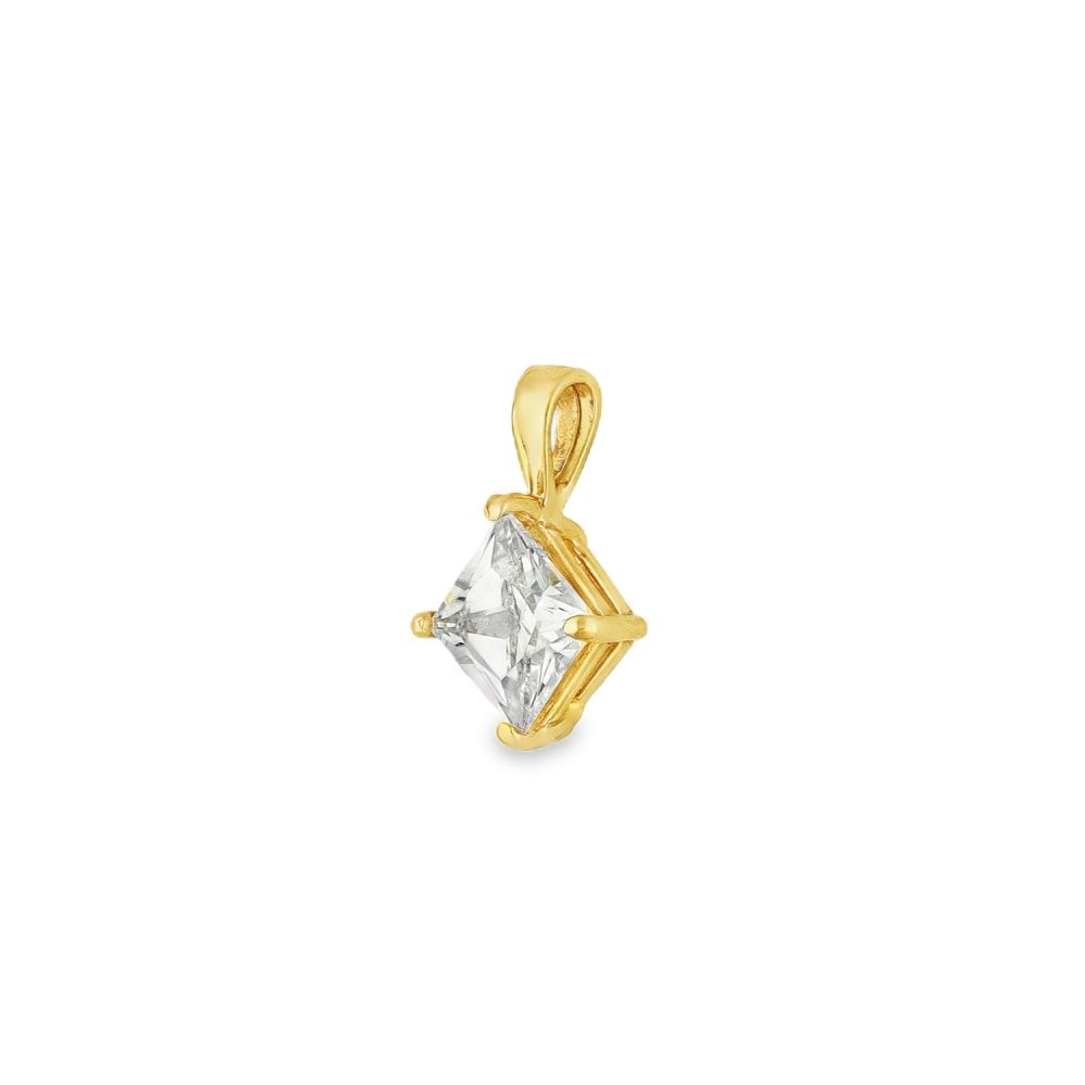 9ct Yellow Gold Princess Cubic Zirconia Pendant -10x14x5mm -0.8g