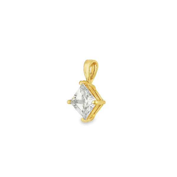 9ct Yellow Gold Princess Cubic Zirconia Pendant -10x14x5mm -0.8g
