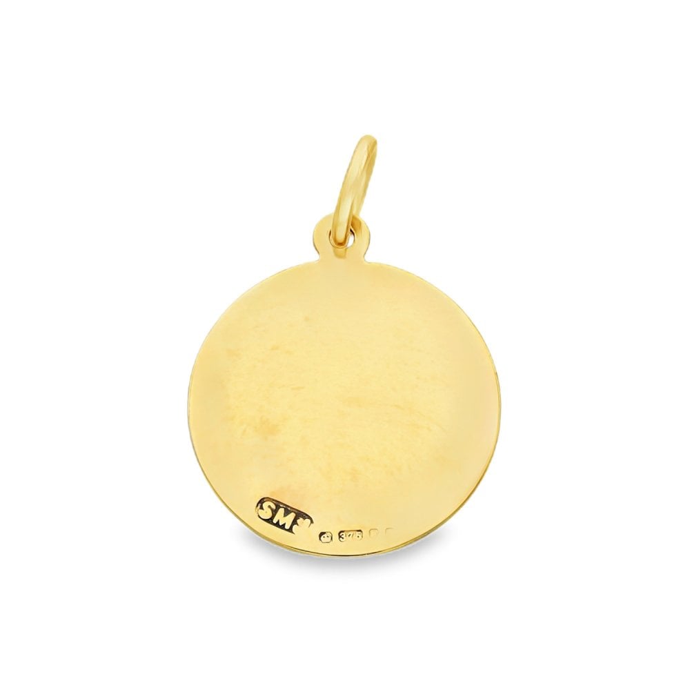 9ct Yellow Gold Aquarius Circle Pendant - 15x18x1mm - 1.9g