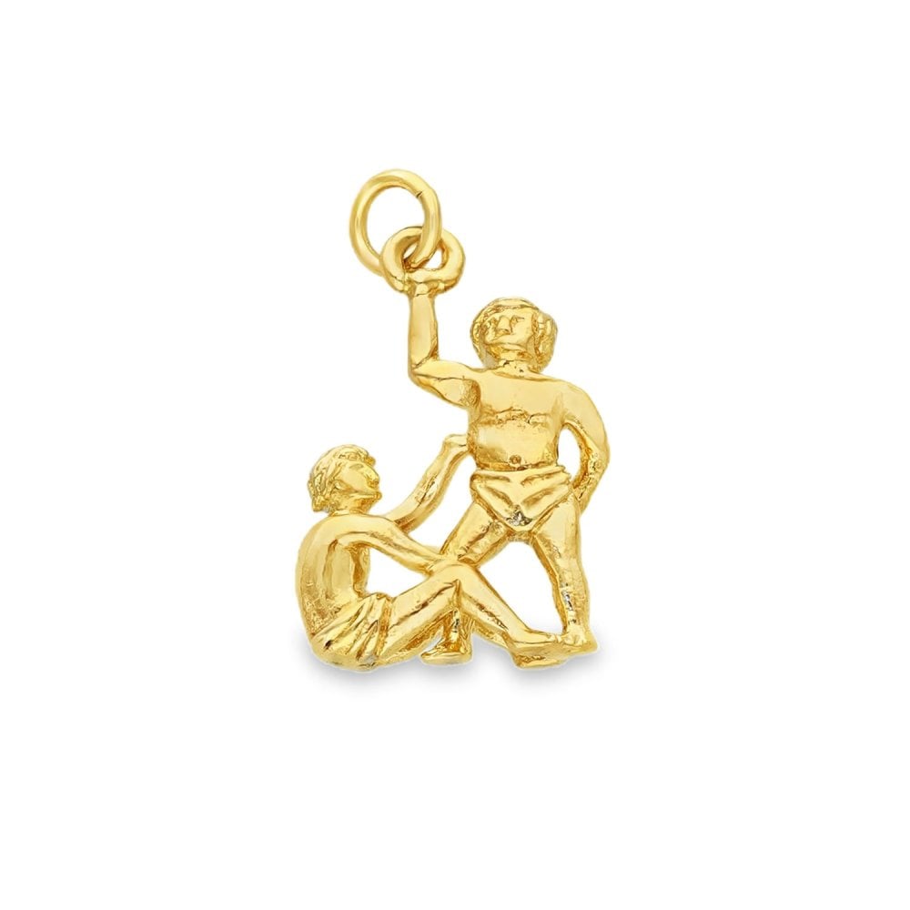 9ct Yellow Gold Gemini Zodiac Charm - 12x18x4.5mm - 2.4g