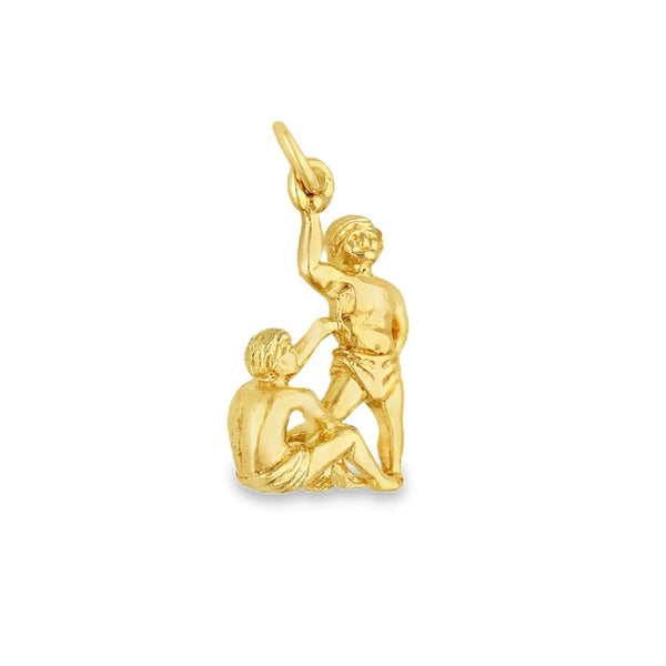 9ct Yellow Gold Gemini Zodiac Charm - 12x18x4.5mm - 2.4g