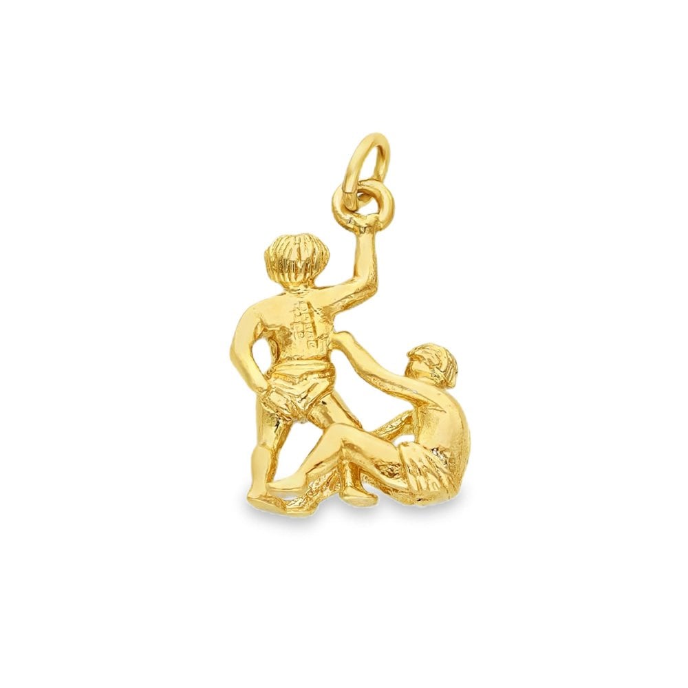 9ct Yellow Gold Gemini Zodiac Charm - 12x18x4.5mm - 2.4g