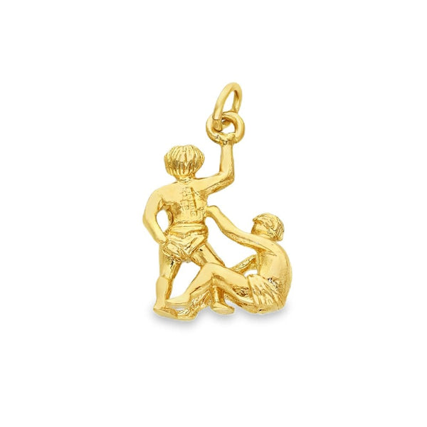 9ct Yellow Gold Gemini Zodiac Charm - 12x18x4.5mm - 2.4g