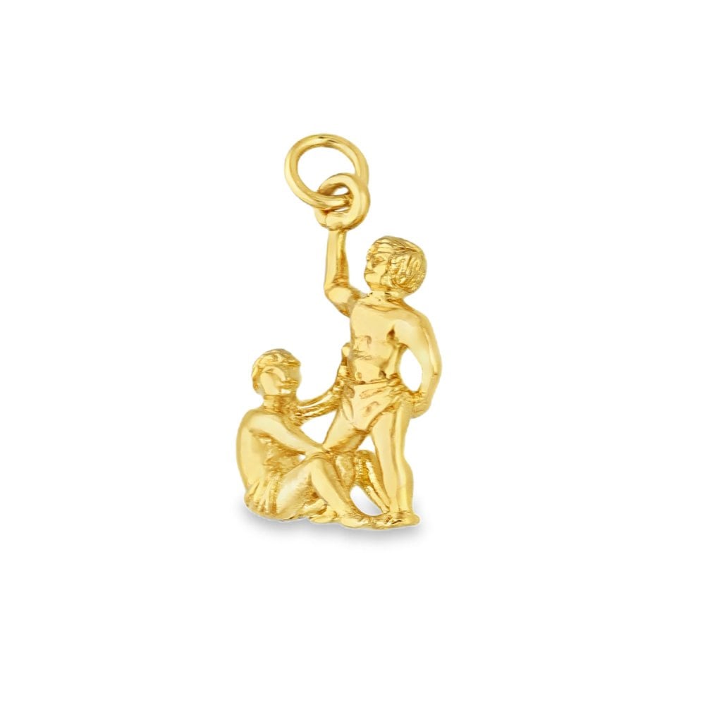 9ct Yellow Gold Gemini Zodiac Charm - 12x18x4.5mm - 2.4g