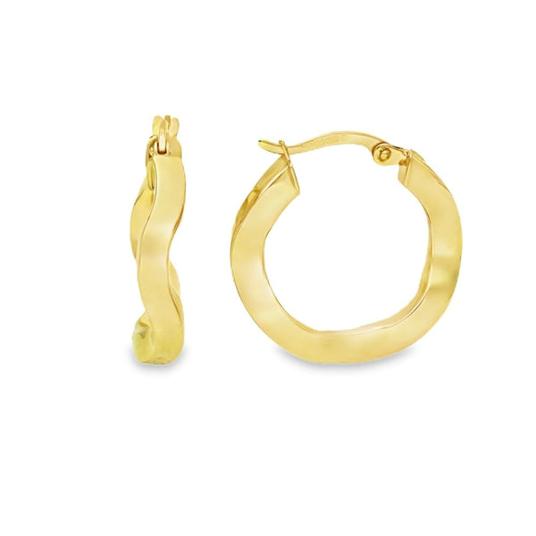 9ct Yellow Gold Round Wave Hoop Earrings - 21x22x4.5mm - 2.0g