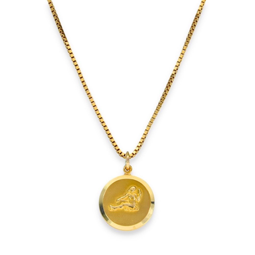 9ct Yellow Gold Round Virgo Pendant & Necklace - 18" - 4.9g