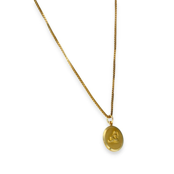 9ct Yellow Gold Round Virgo Pendant & Necklace - 18" - 4.9g