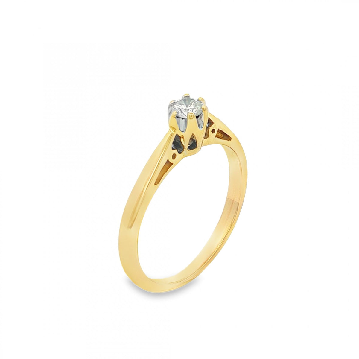 9ct Yellow Gold Diamond Engagement Ring - Size L - 0.10ct