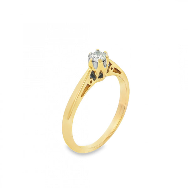 9ct Yellow Gold Diamond Engagement Ring - Size L - 0.10ct