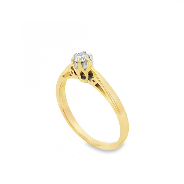 9ct Yellow Gold Diamond Engagement Ring - Size L - 0.10ct