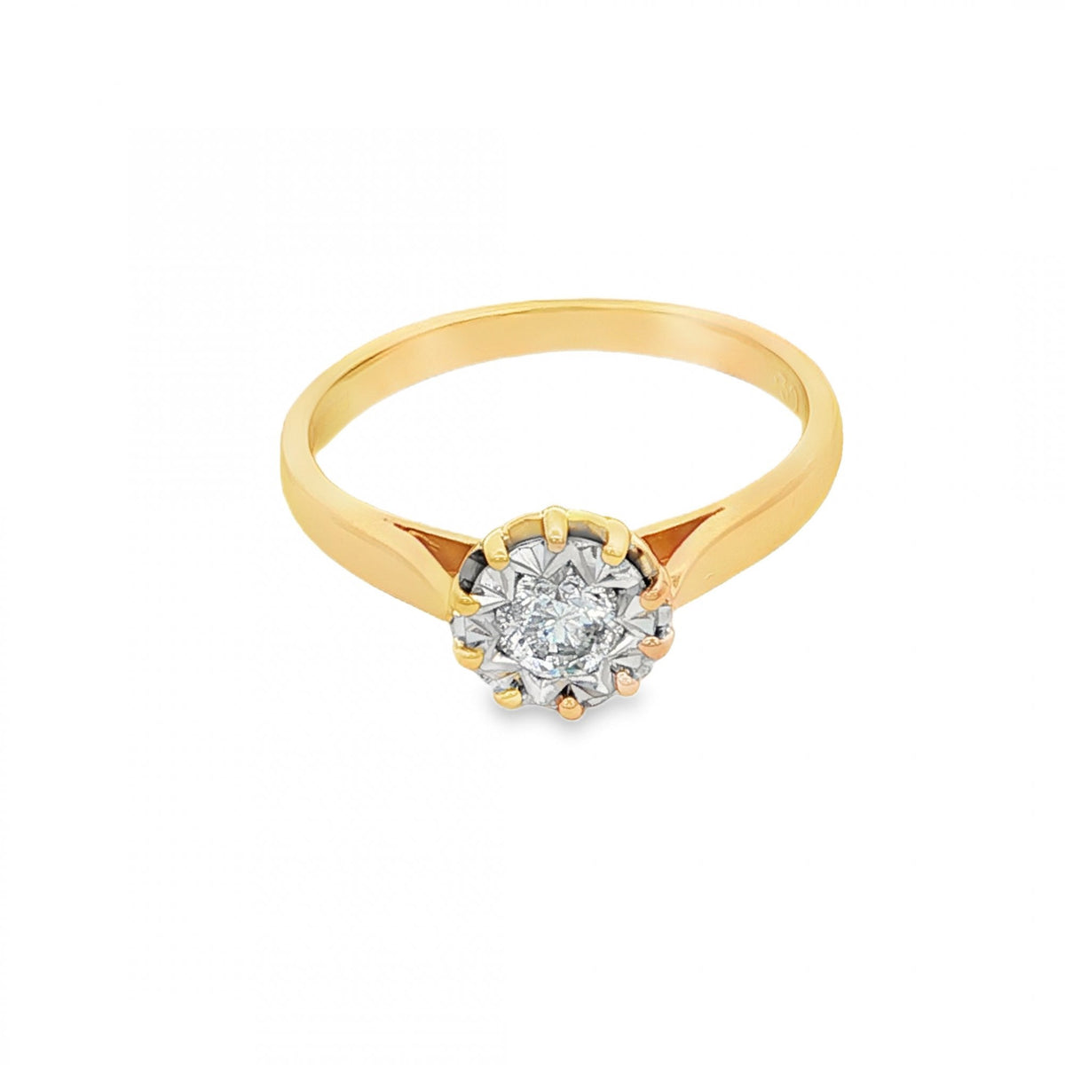 18ct Yellow Gold Diamond Engagement Ring - Size P - 0.30ct