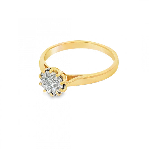 18ct Yellow Gold Diamond Engagement Ring - Size P - 0.30ct