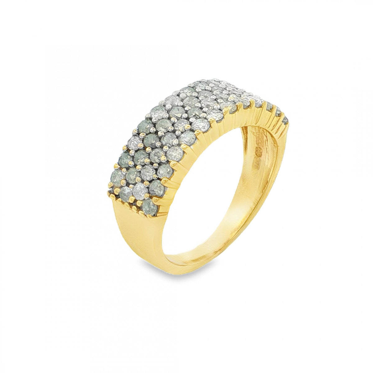 9ct Yellow Gold Diamond 4-Row Ring - Size J½ - 1.00ct