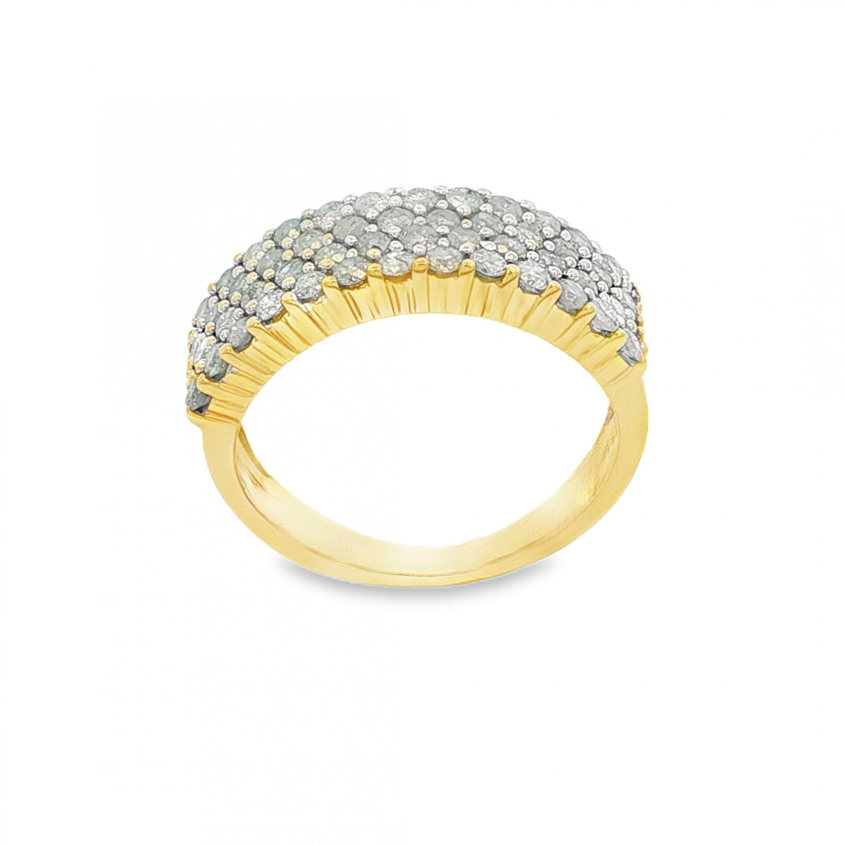 9ct Yellow Gold Diamond 4-Row Ring - Size J½ - 1.00ct