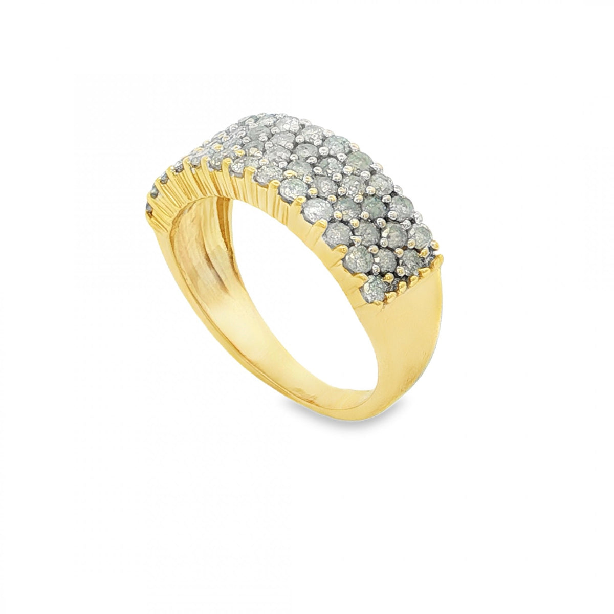 9ct Yellow Gold Diamond 4-Row Ring - Size J½ - 1.00ct