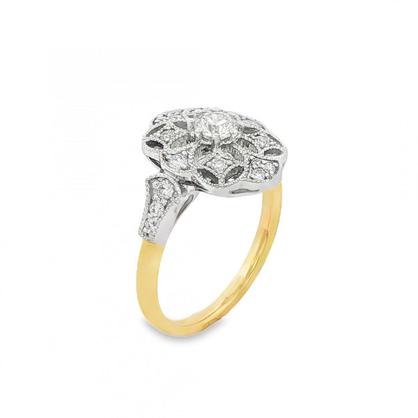 18ct Yellow Gold Diamond Cocktail Ring - Size L½ - 0.54ct