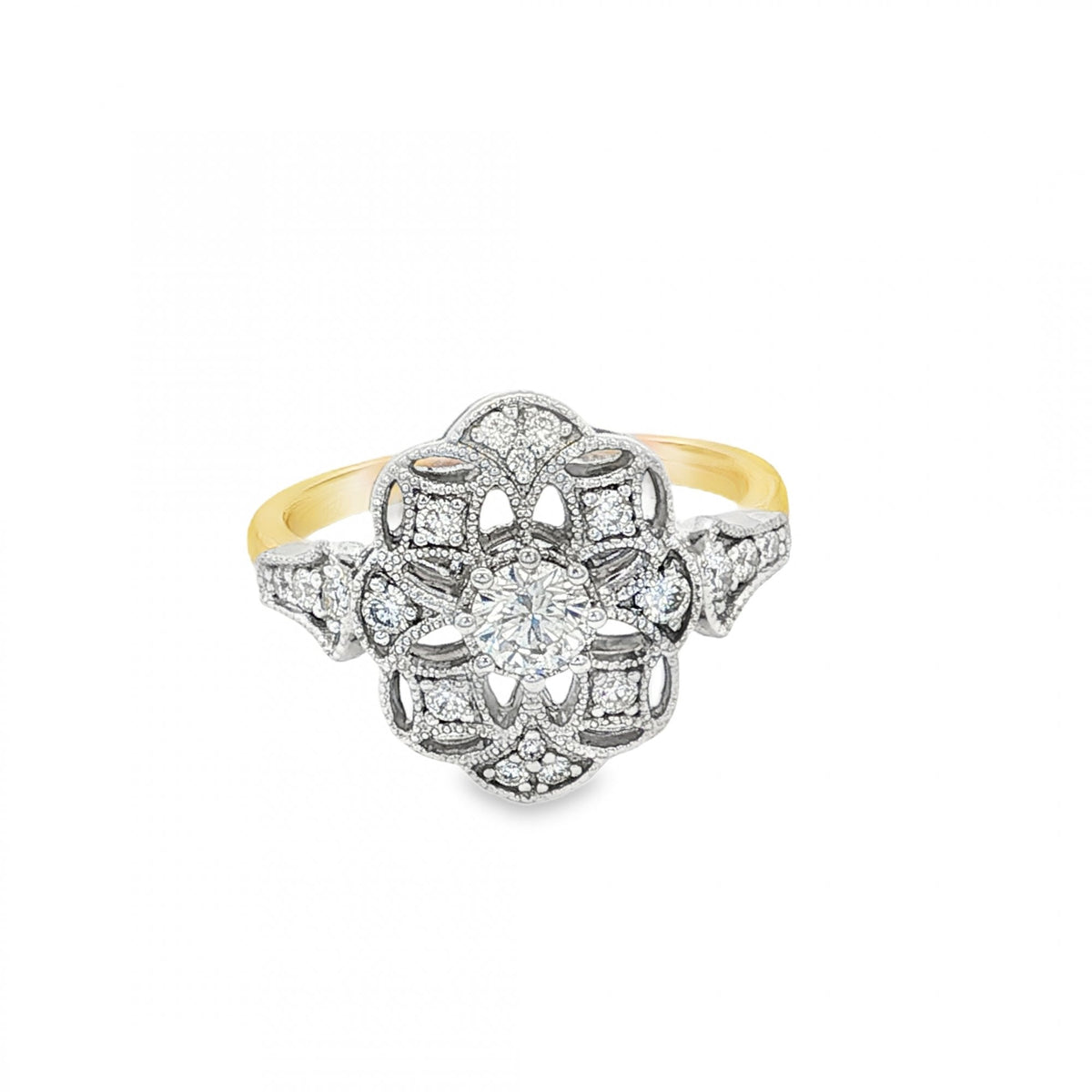 18ct Yellow Gold Diamond Cocktail Ring - Size L½ - 0.54ct
