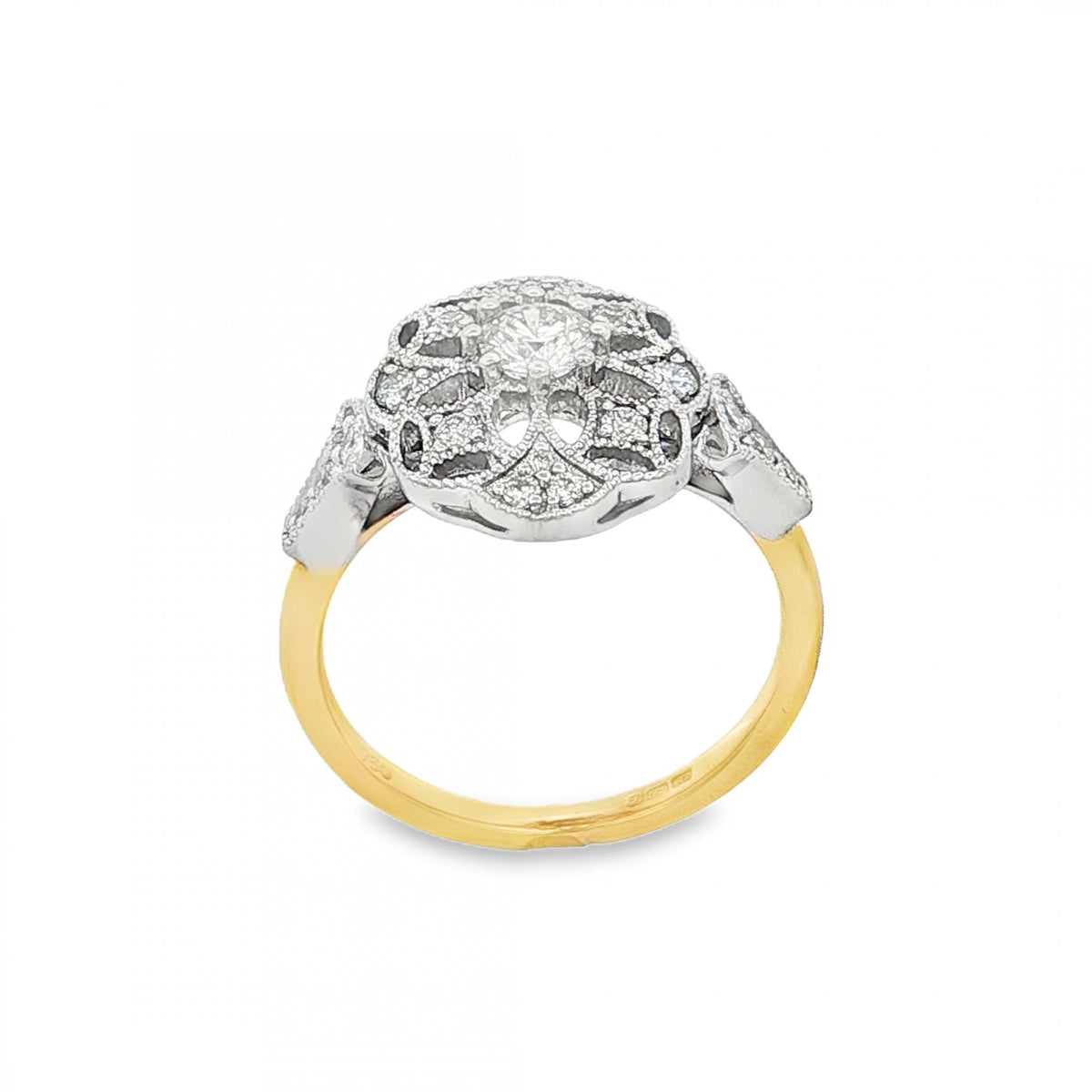 18ct Yellow Gold Diamond Cocktail Ring - Size L½ - 0.54ct
