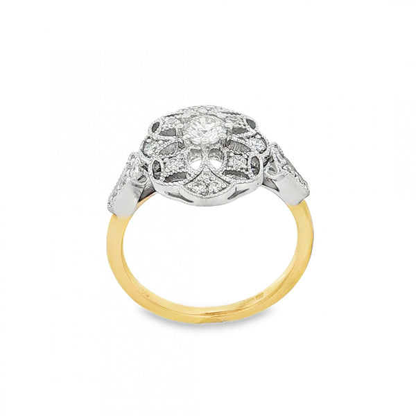 18ct Yellow Gold Diamond Cocktail Ring - Size L½ - 0.54ct