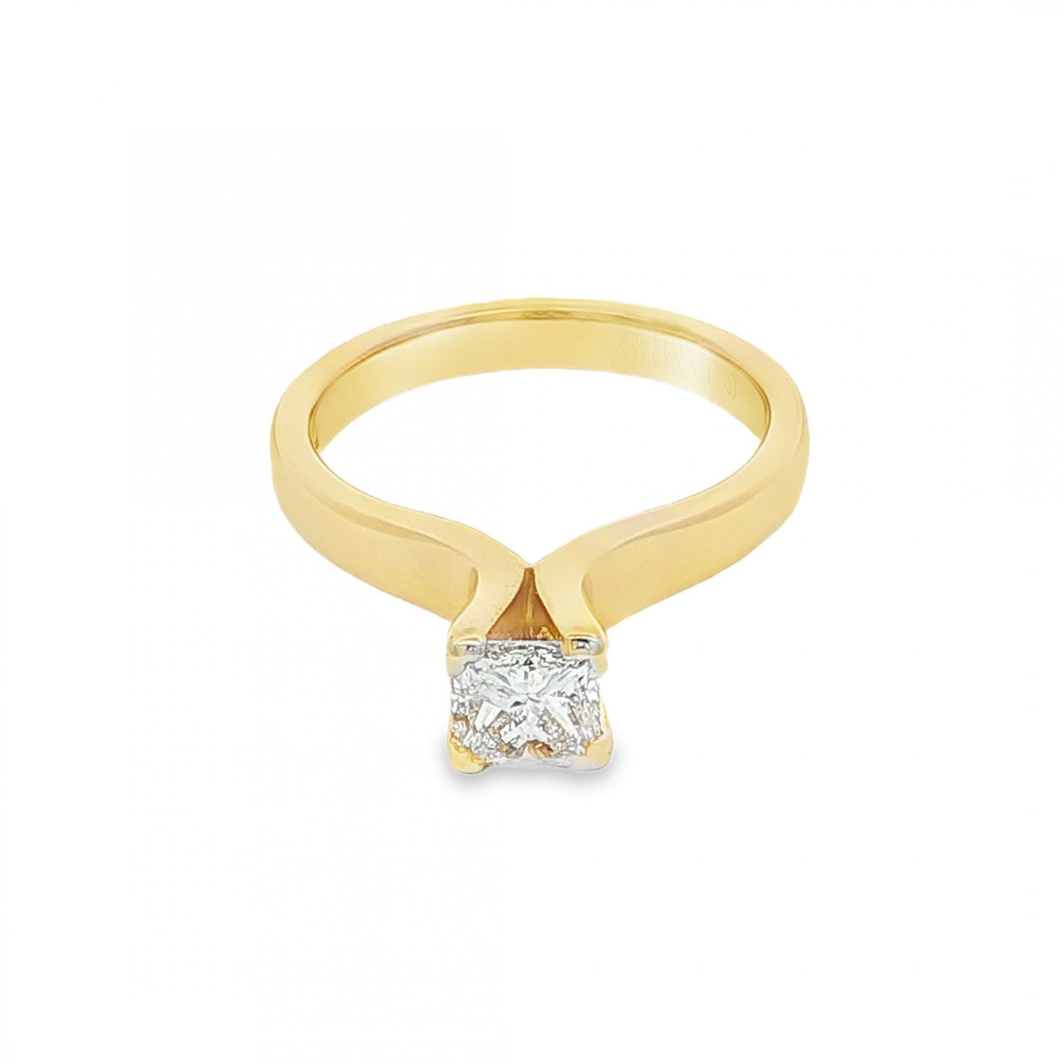 18ct Yellow Gold Princess Diamond Engagement Ring - 0.74ct