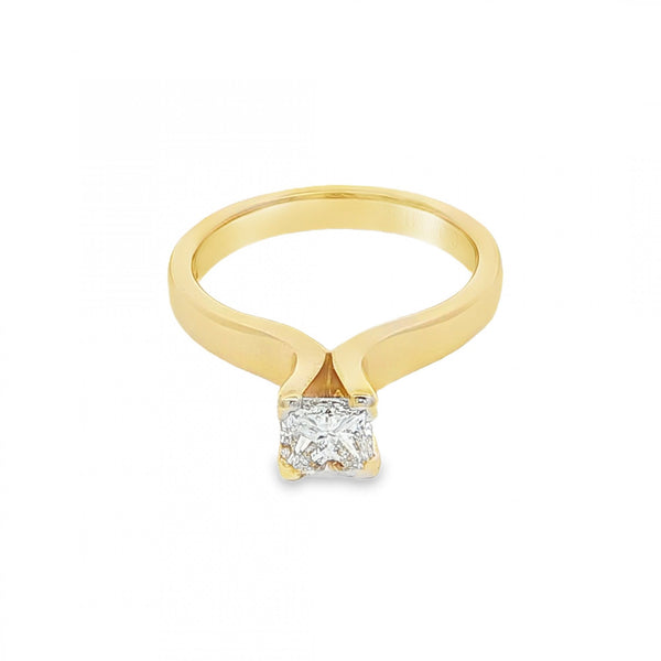 18ct Yellow Gold Princess Diamond Engagement Ring - 0.74ct