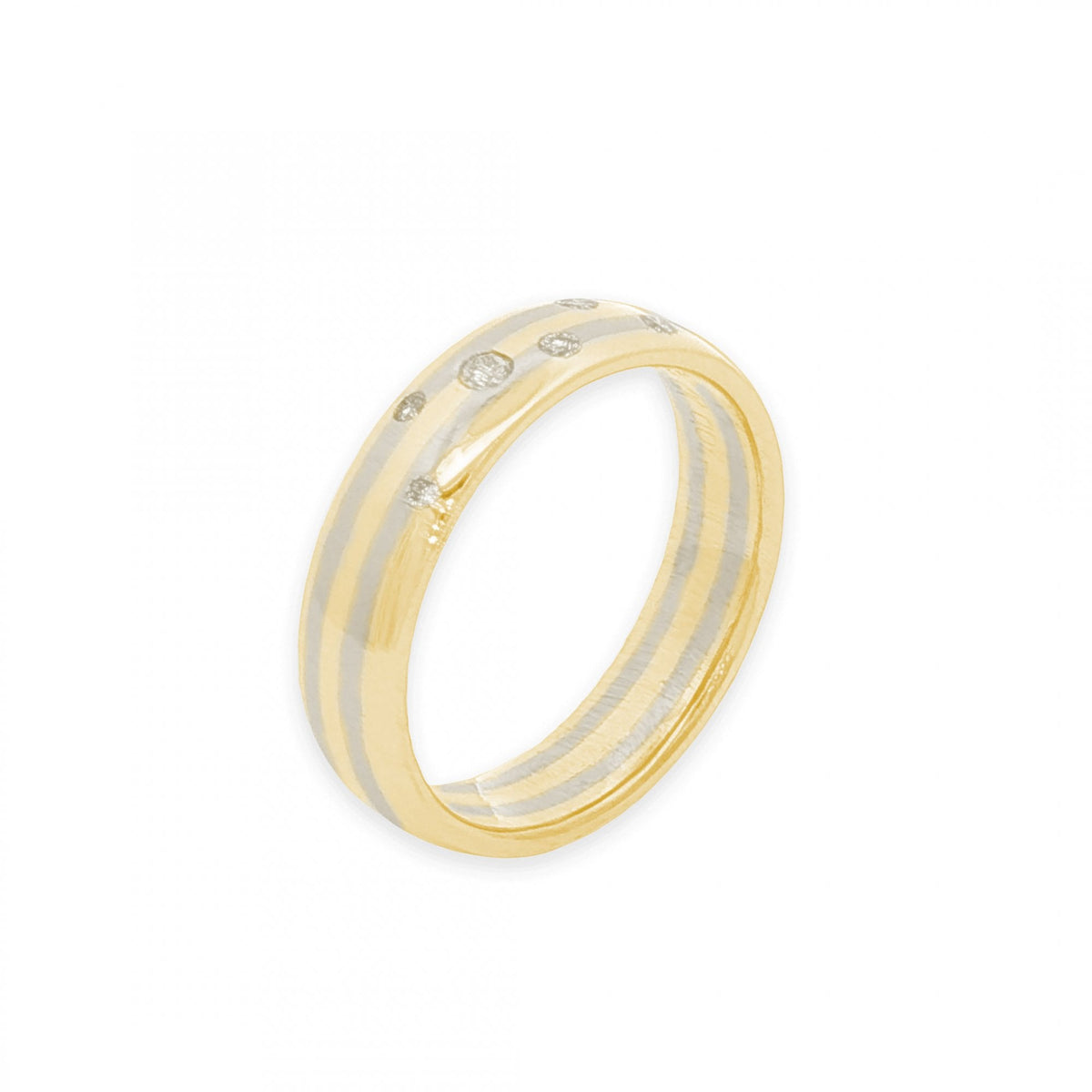 14ct Yellow & White Gold Diamond Scatter Wedding Band - Size K