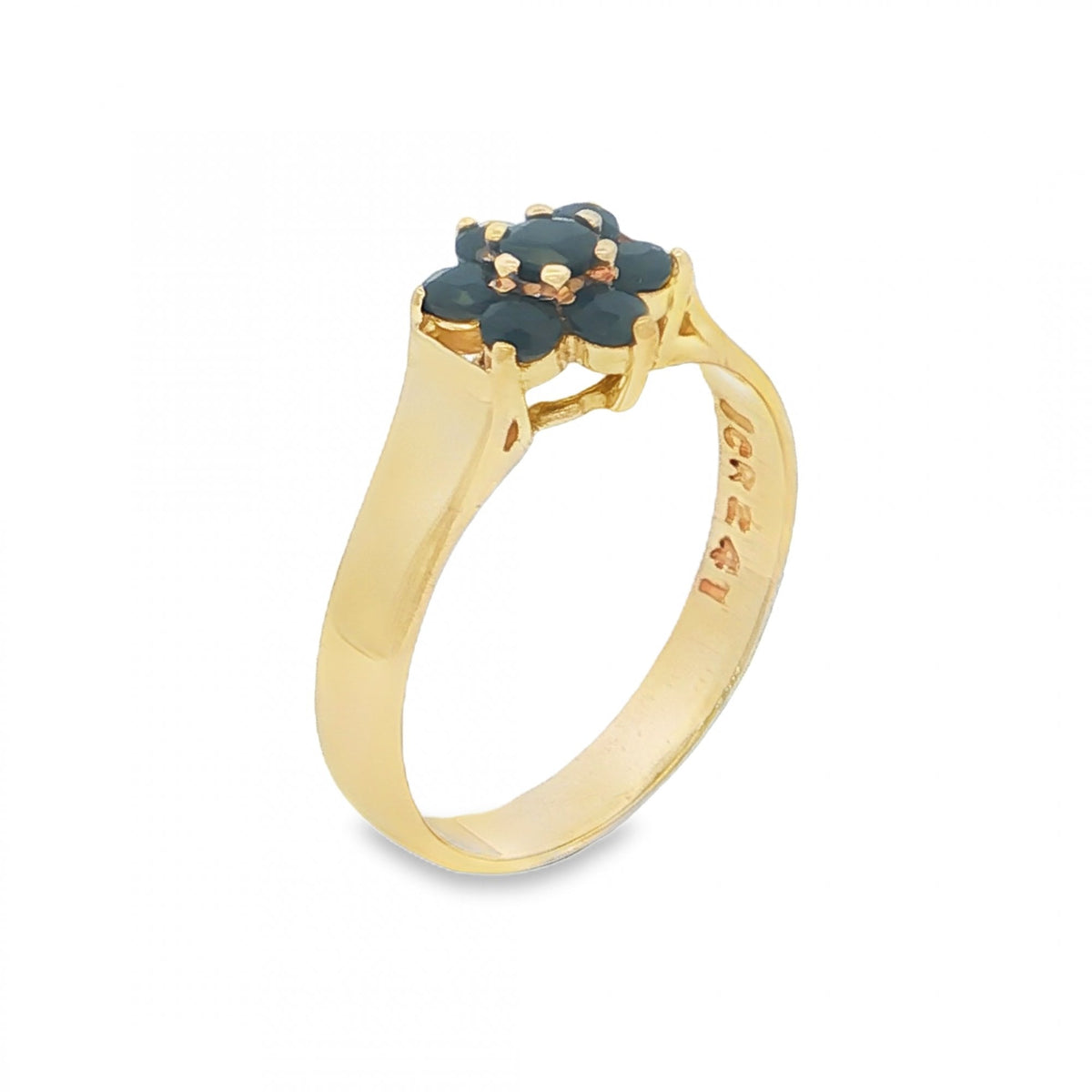 9ct Yellow Gold Sapphire Cluster Ring - Size P - 2.7g