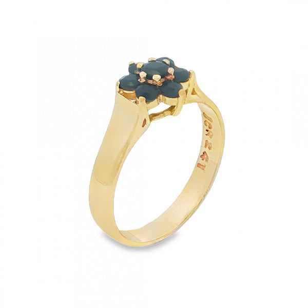 9ct Yellow Gold Sapphire Cluster Ring - Size P - 2.7g