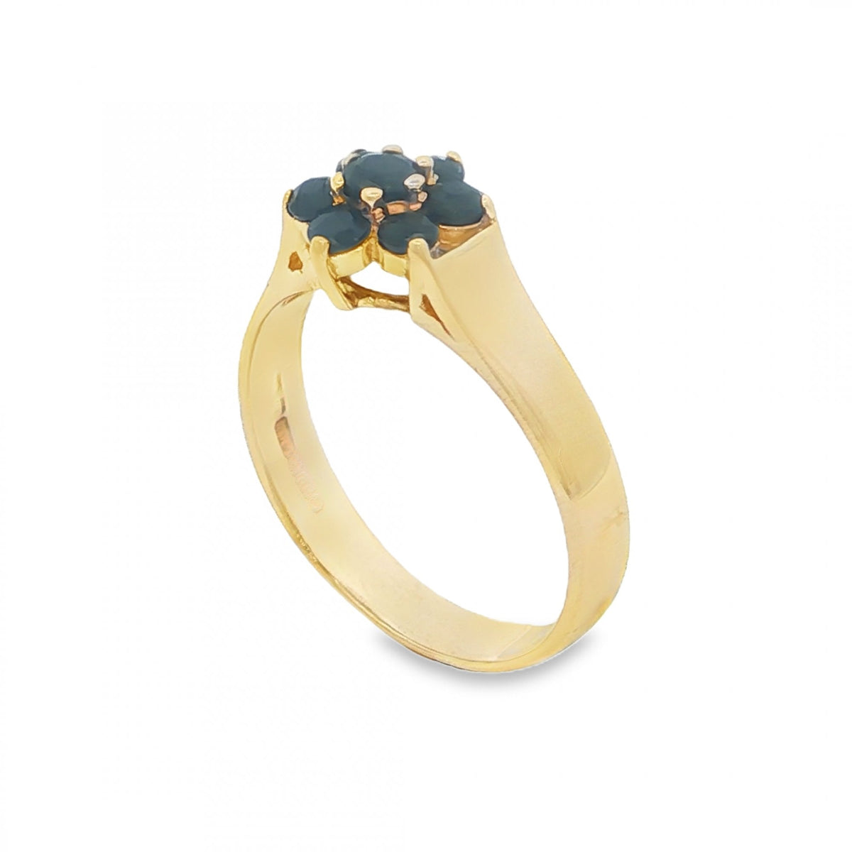 9ct Yellow Gold Sapphire Cluster Ring - Size P - 2.7g