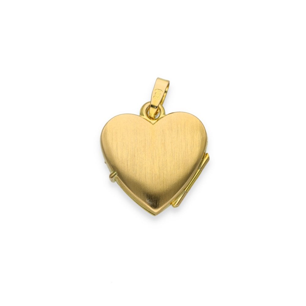 9ct Yellow & White Gold Flower Engraved Heart Locket - 17x18x5mm