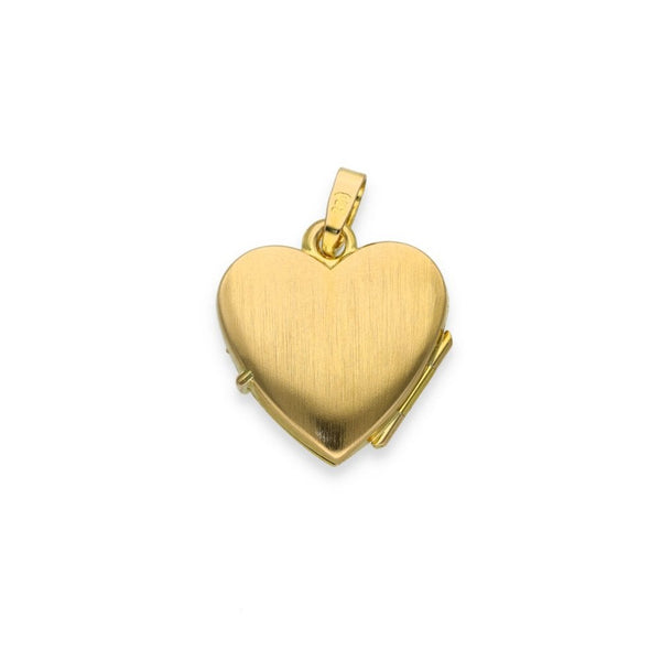 9ct Yellow & White Gold Flower Engraved Heart Locket - 17x18x5mm