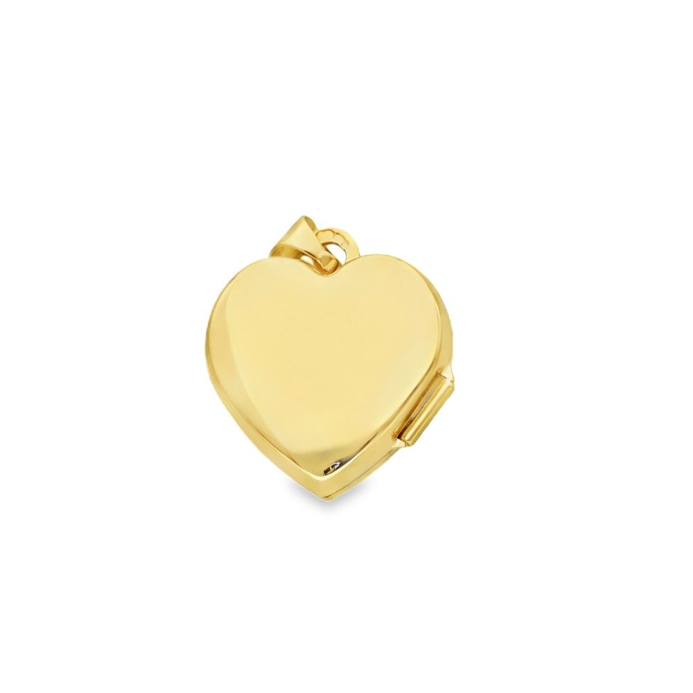 9ct Yellow & White Gold Engraved Rose Heart Locket - 15x17x6mm