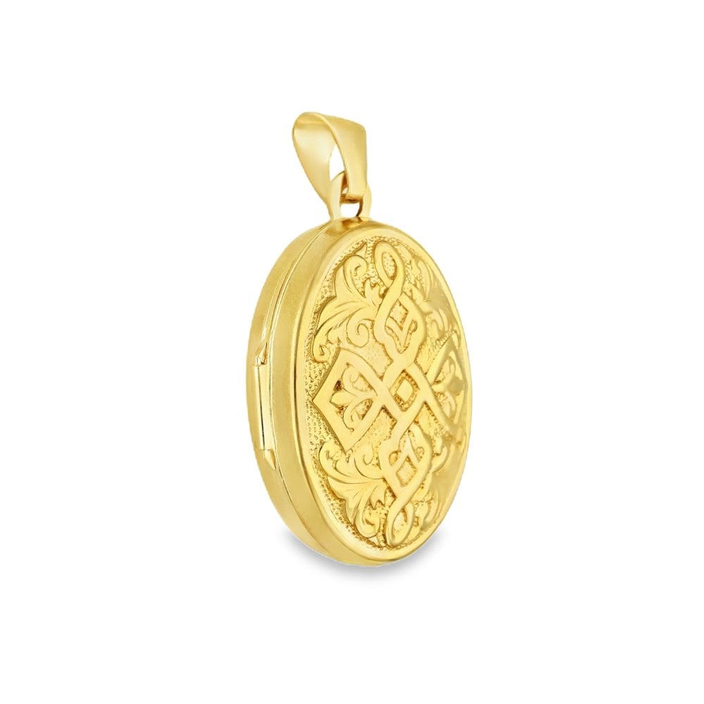 9ct Yellow Gold Oval Celtic Locket - 17x24x8mm - 1.7g