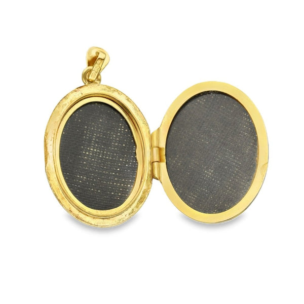 9ct Yellow Gold Oval Flower Locket - 18x26x6mm - 3.6g