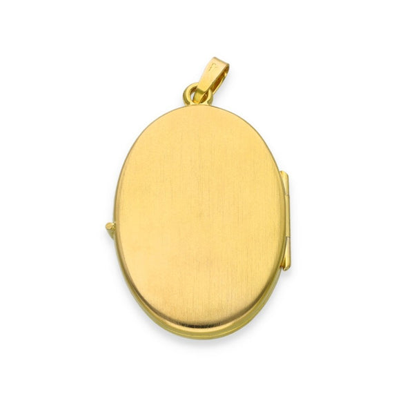 9ct Yellow & White Gold Flower Engraved Oval Locket - 21x30x5mm