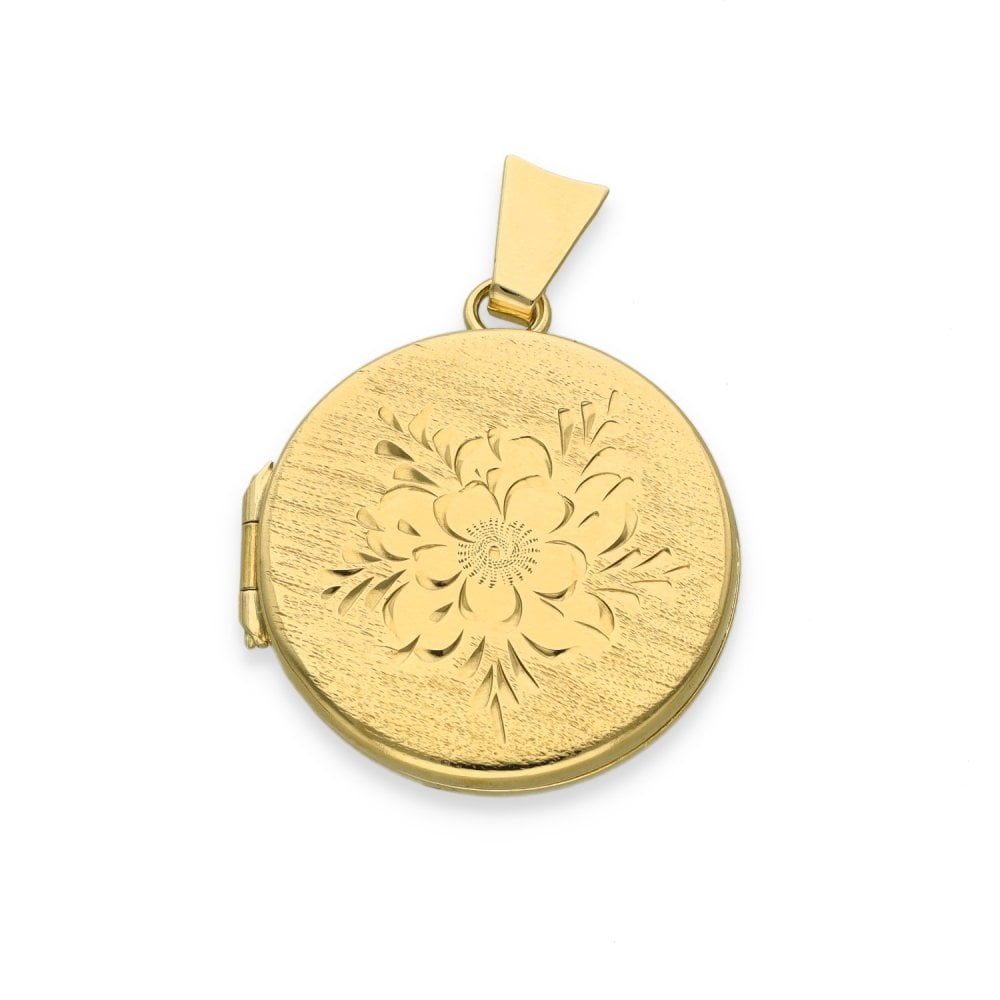 9ct Yellow Gold Round Flower Locket - 21x24x4mm - 3.1g
